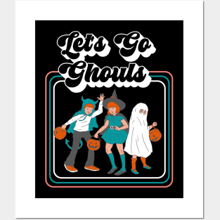 Let's Go Ghouls, Cute Retro Trick or Treaters Posters and Art